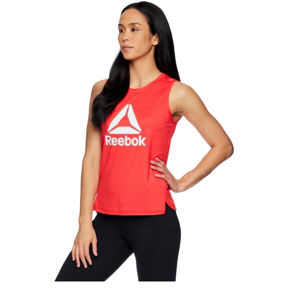129. Reebok. women’s Essence Graphic Tank With Mesh Panel